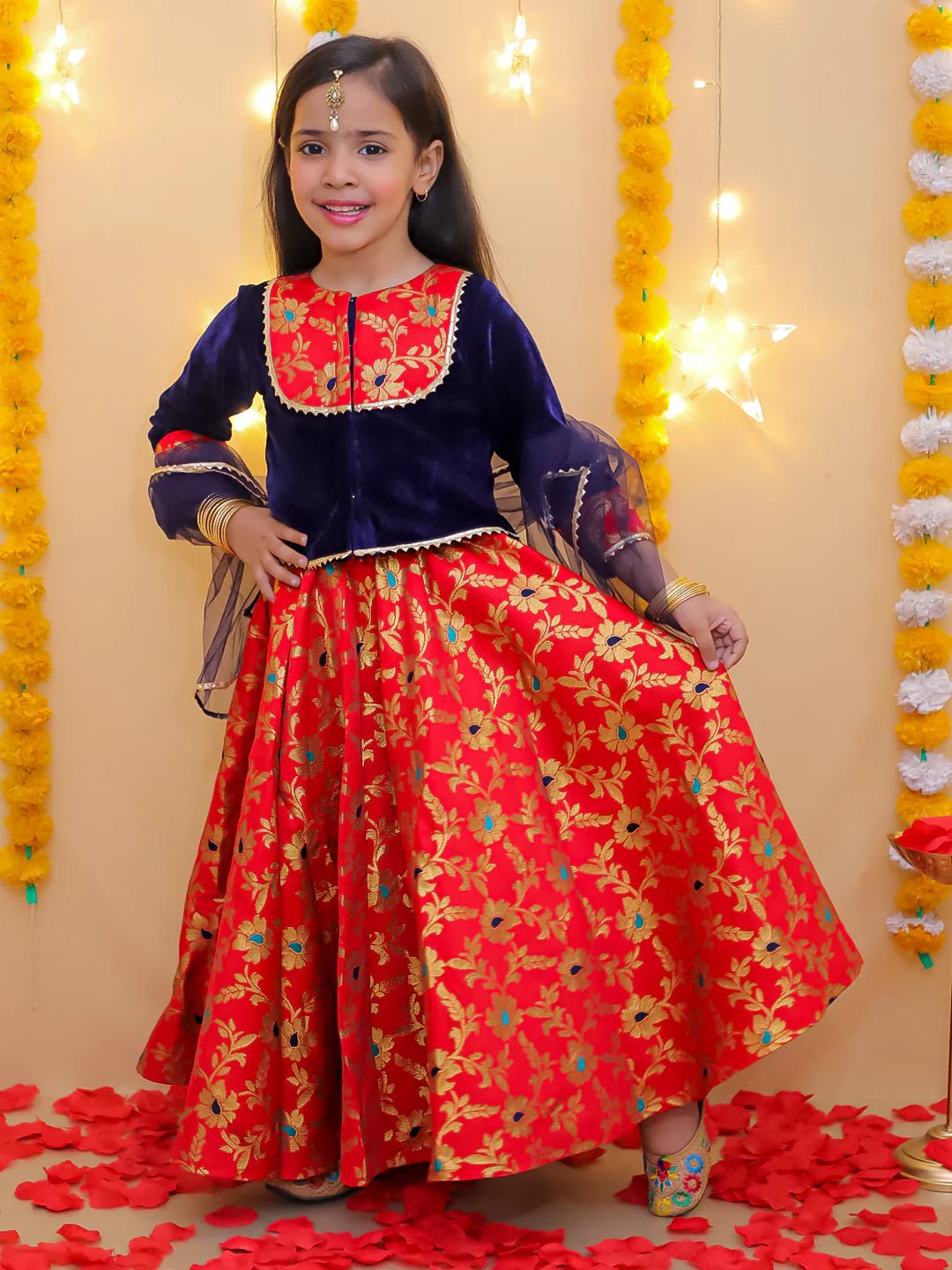 Fast Wear 3/4th Sleeve Preyasi Lehanga Choli With Dupatta For Girls