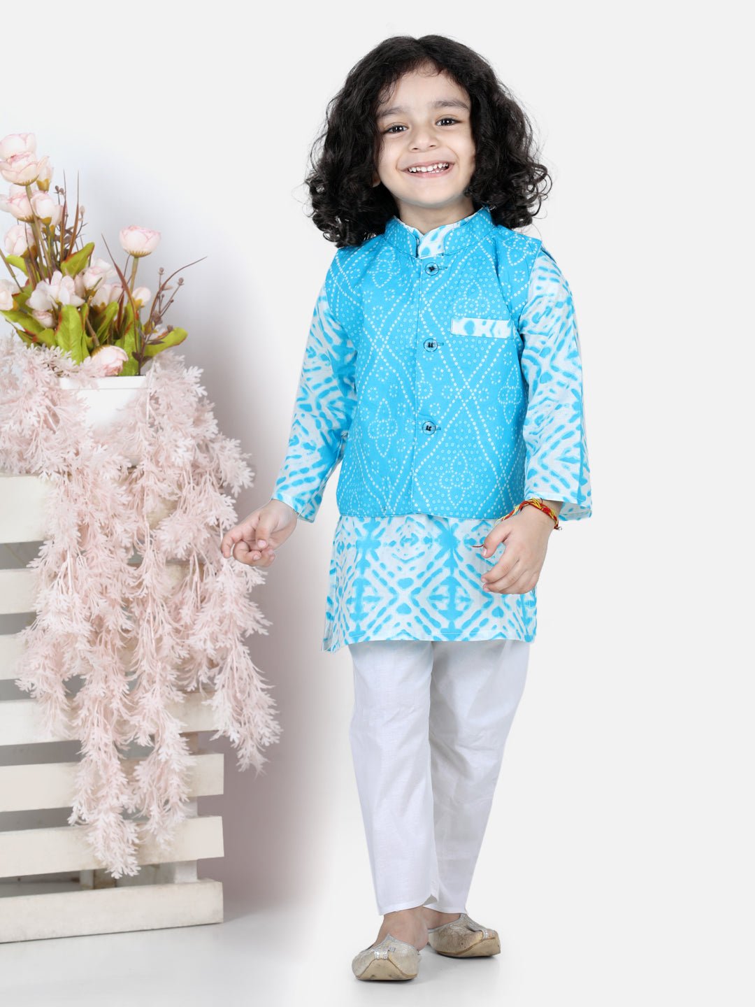 Fast Wear Cotton Kurta Pajama with Jacket for Boys