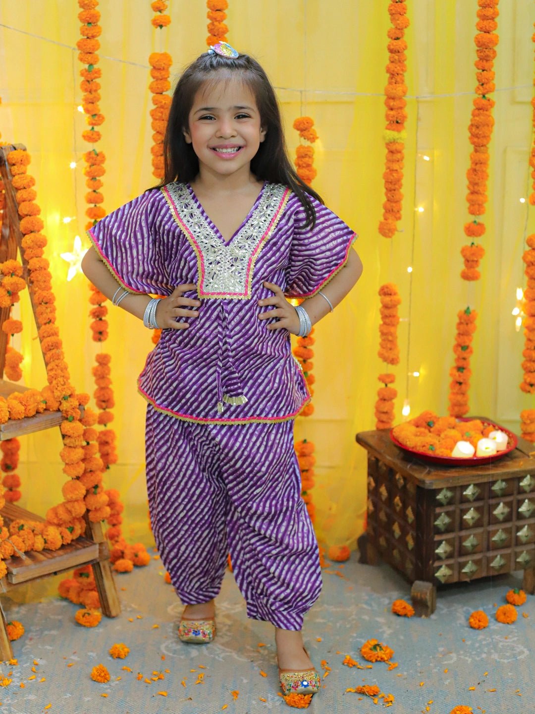 Fast Wear Pure Cotton Kaftan with Harem for Girls