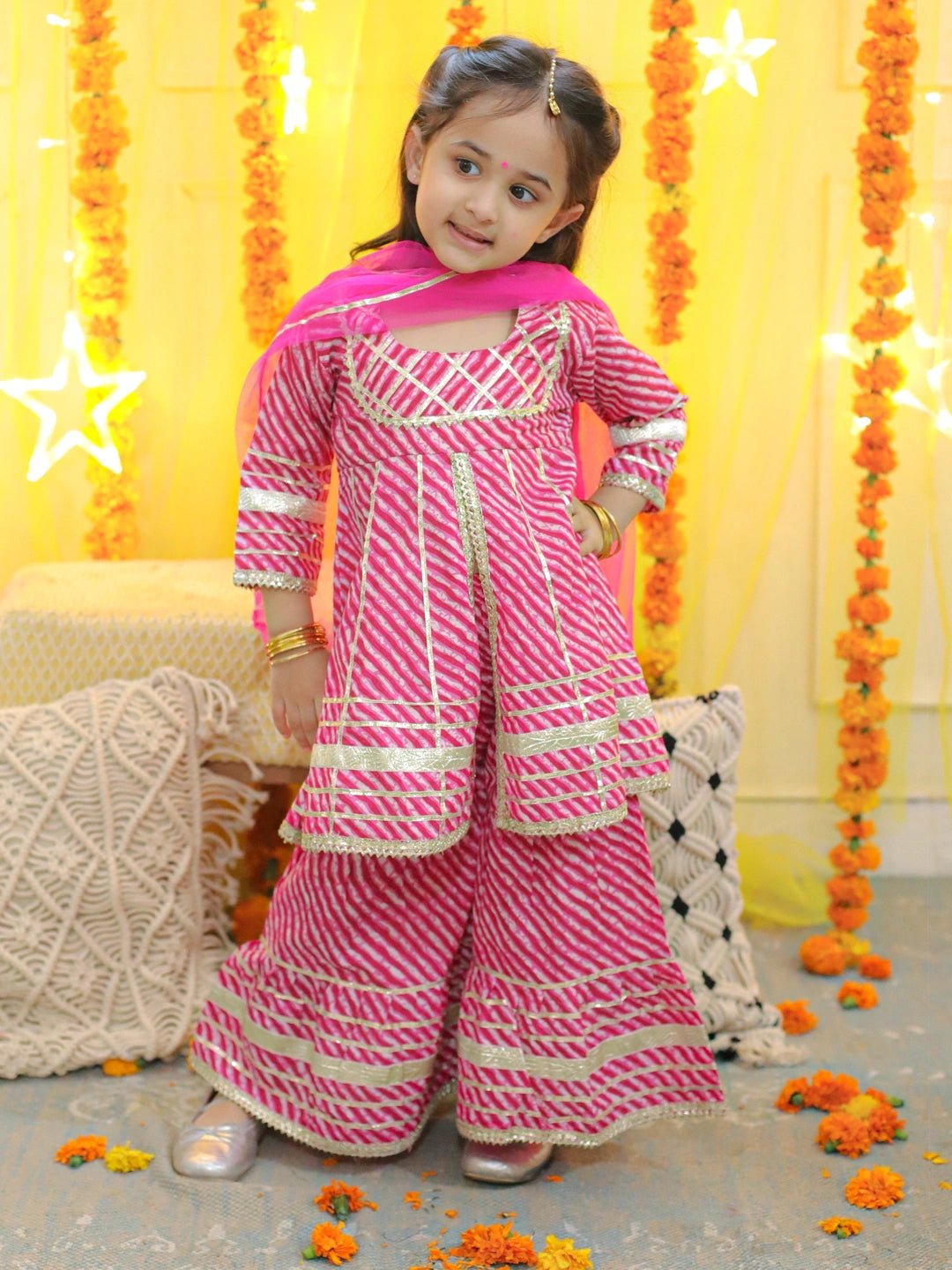 Fast Wear Pure Cotton Printed Kurta Sharara with Dupatta for Girls