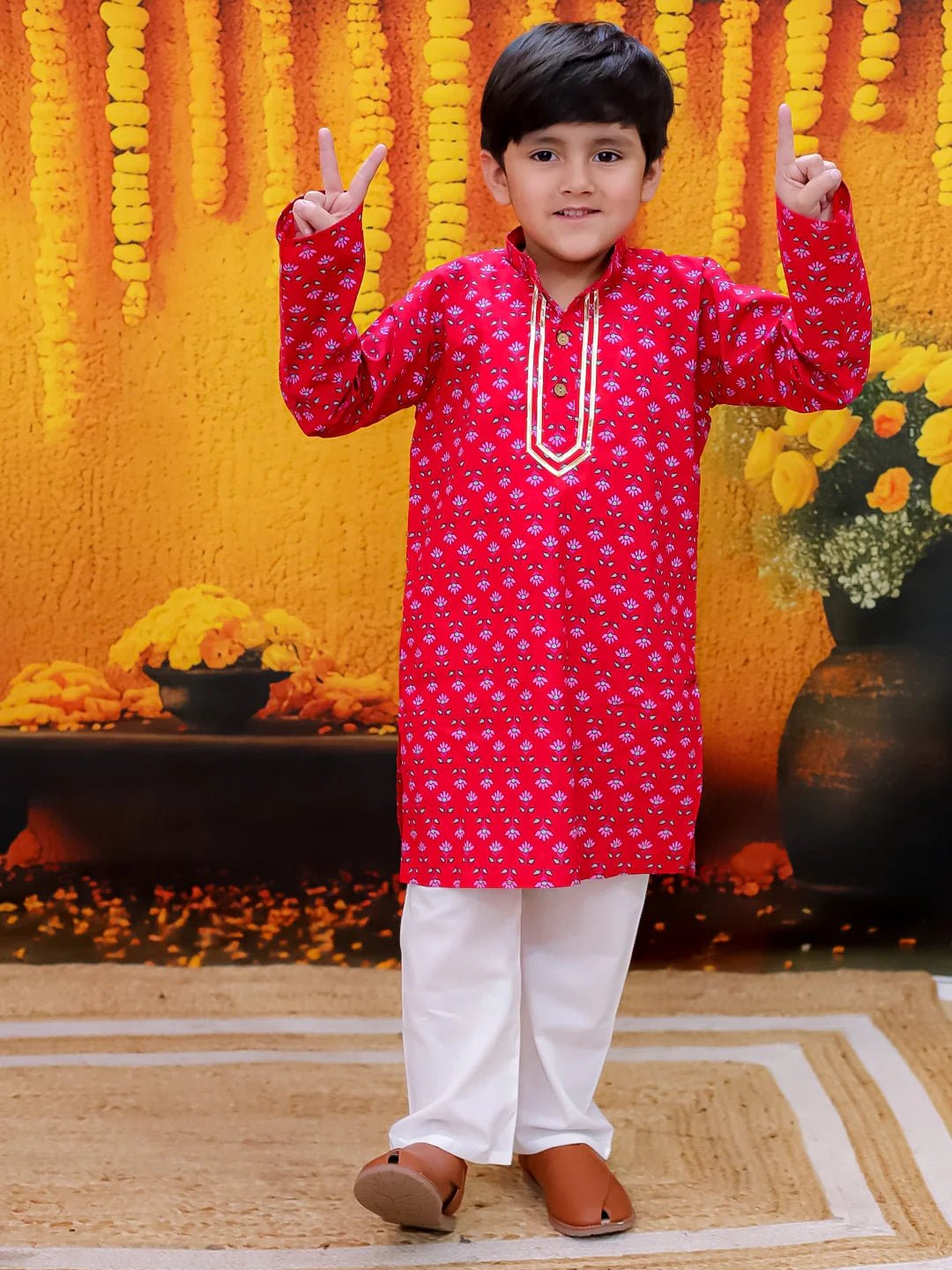 Fast Wear Full Sleeve Pure Cotton Straight Kurta Pajama For Boys
