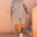 Geo Knit Shorts in Beige