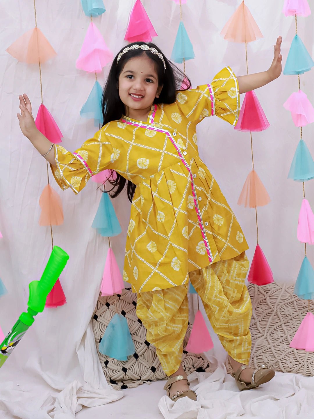 Fast Wear Indo-Western Angarakha Kurti With Dhoti  For Girls