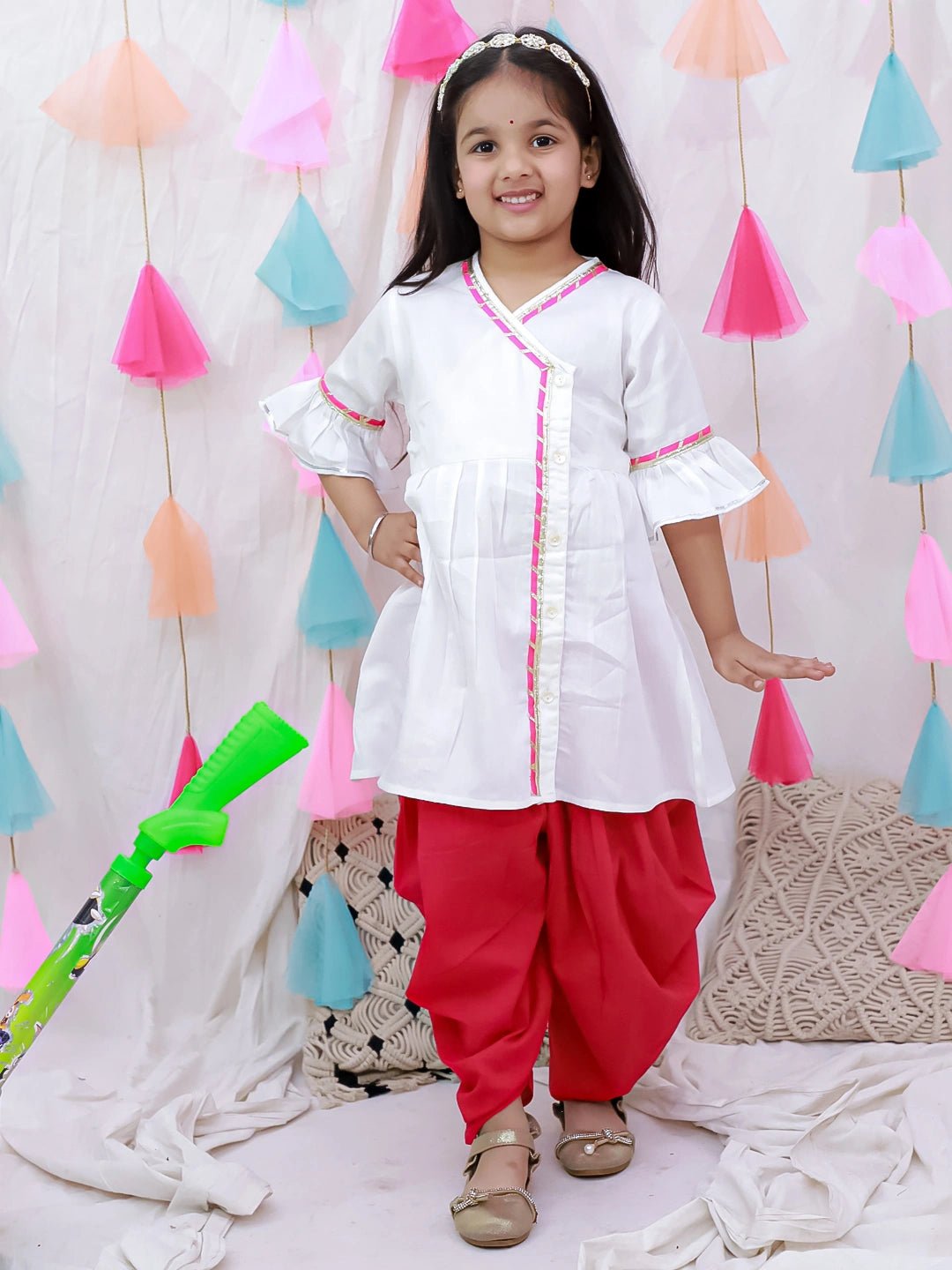 Fast Wear Indo-Western Angarakha Kurti With Dhoti  For Girls