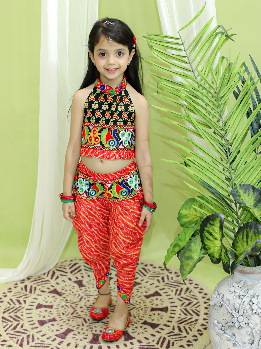 Fast Wear Halter Neck Printed Cotton Choli With Dhoti