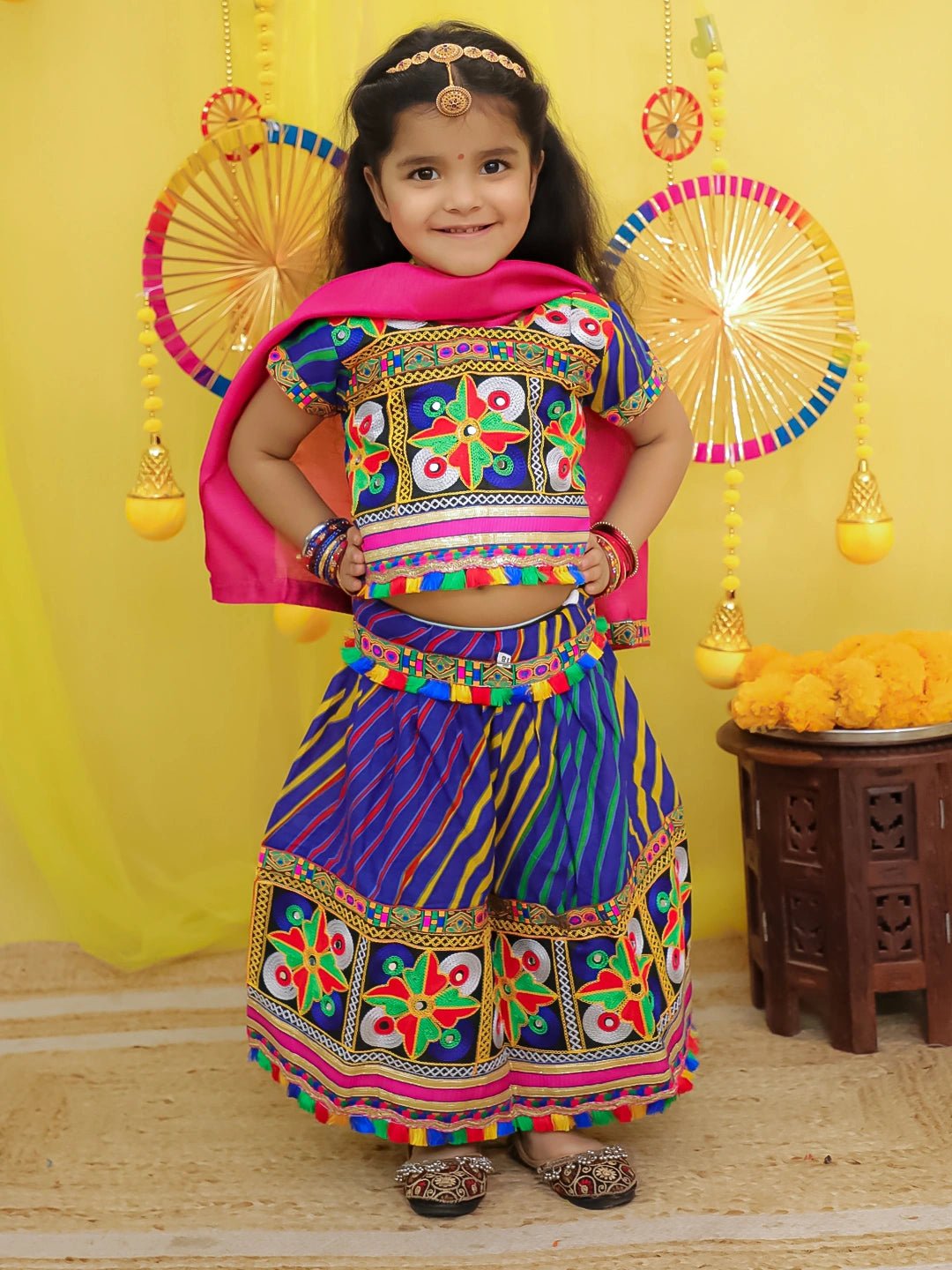 Fast Wear Pure Cotton Embroidered Navratri Chaniya Choli & Dupatta set For Girls