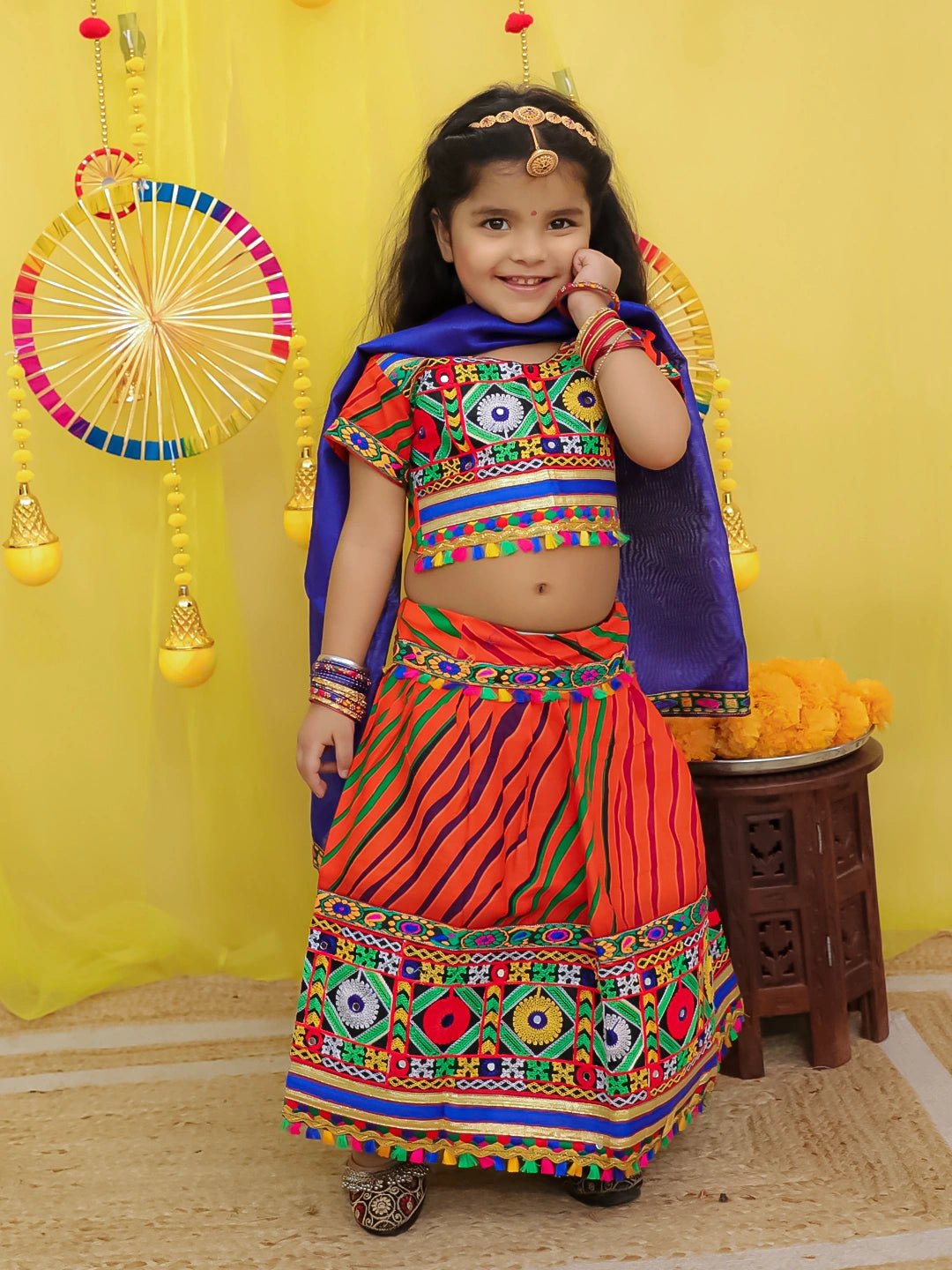 Fast Wear Pure Cotton Embroidered Navratri Chaniya Choli & Dupatta set For Girls
