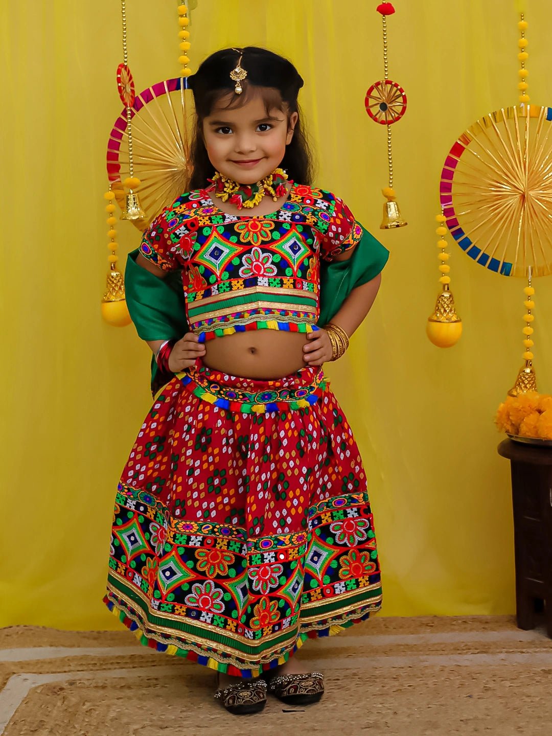 Fast Wear Pure Cotton Embroidered Navratri Chaniya Choli & Dupatta set For Girls