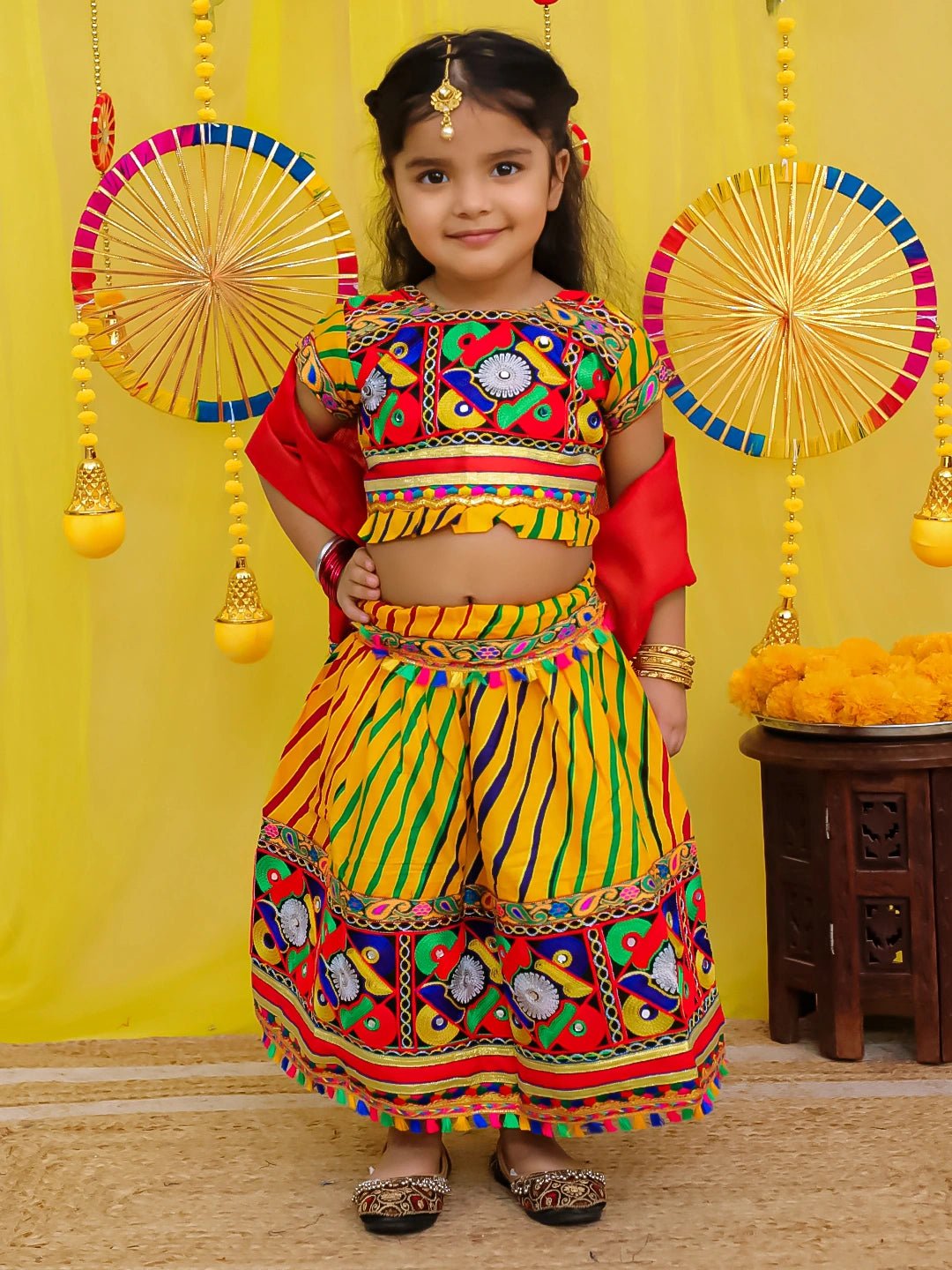 Fast Wear Pure Cotton Embroidered Navratri Chaniya Choli & Dupatta set For Girls