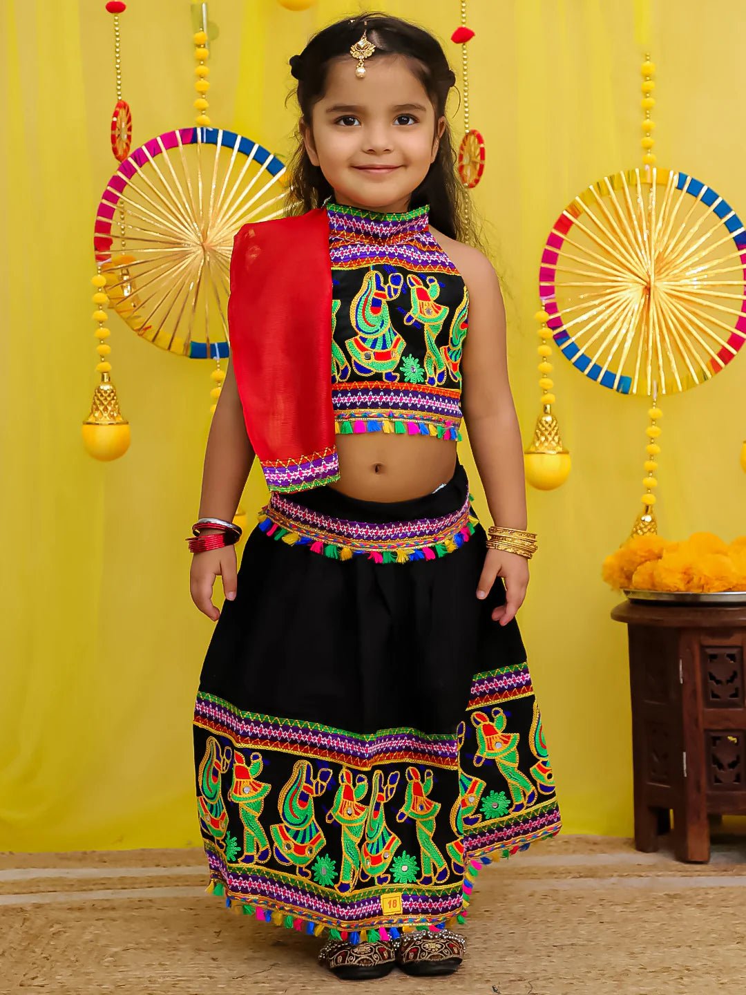 Fast Wear  Pure Cotton Embroidered Navratri Chaniya Choli & Dupatta set For Girls