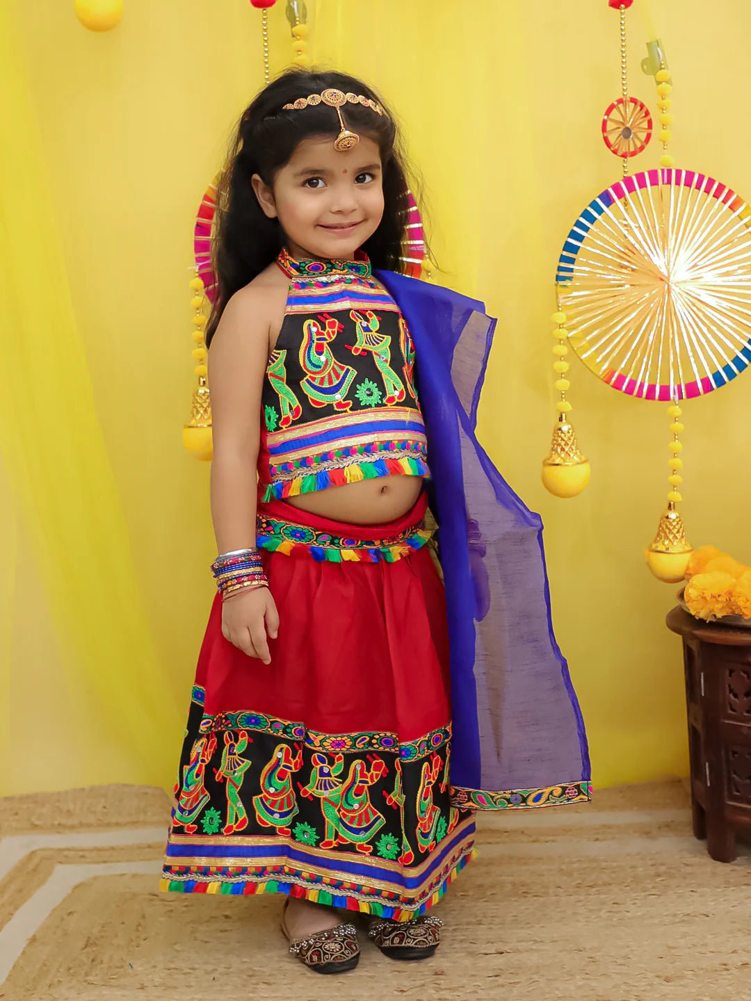 Fast Wear  Pure Cotton Embroidered Navratri Chaniya Choli & Dupatta set For Girls