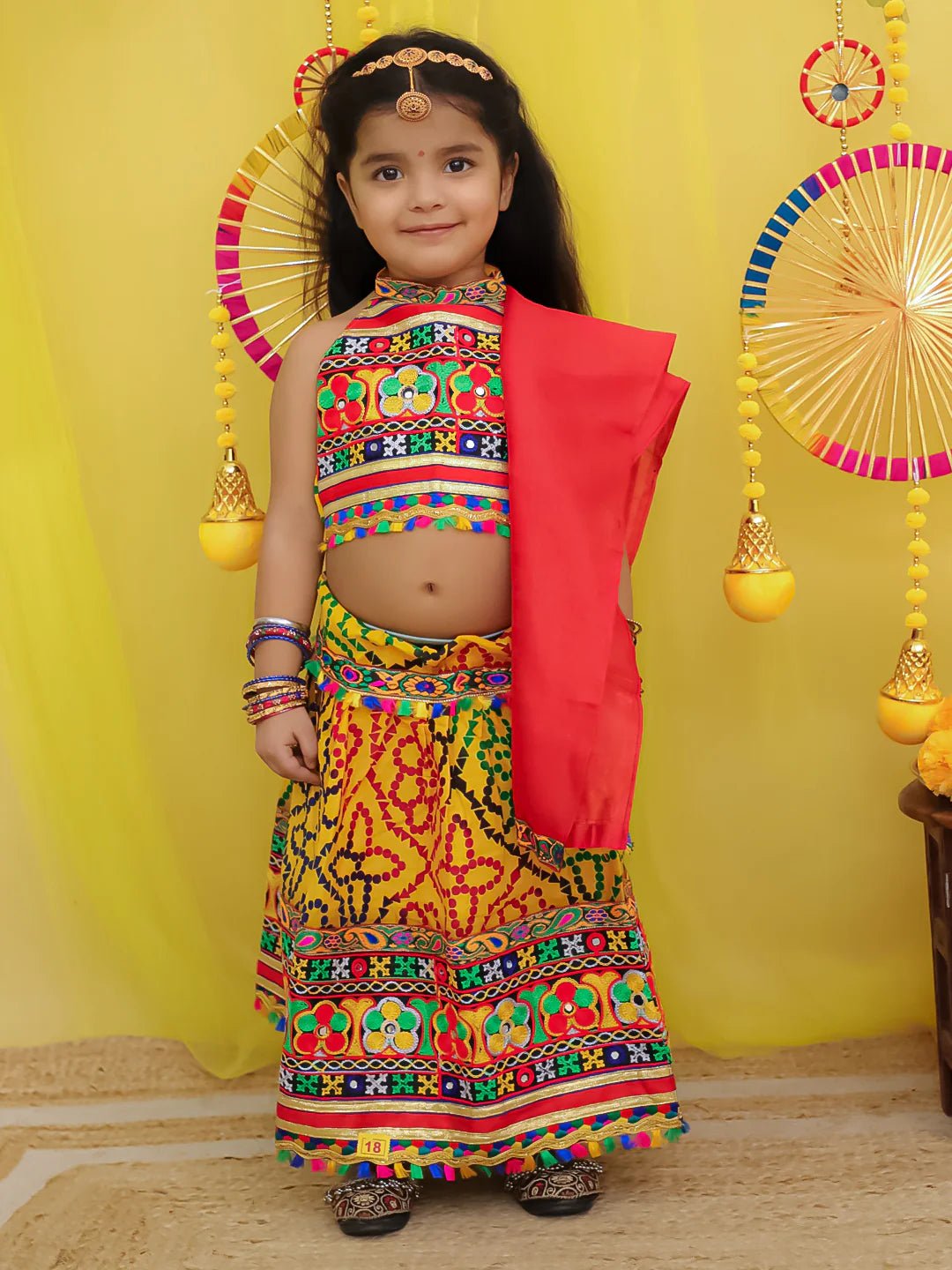 Fast Wear Pure Cotton Embroidered Navratri Chaniya Lehanga Choli & Dupatta set For Girls