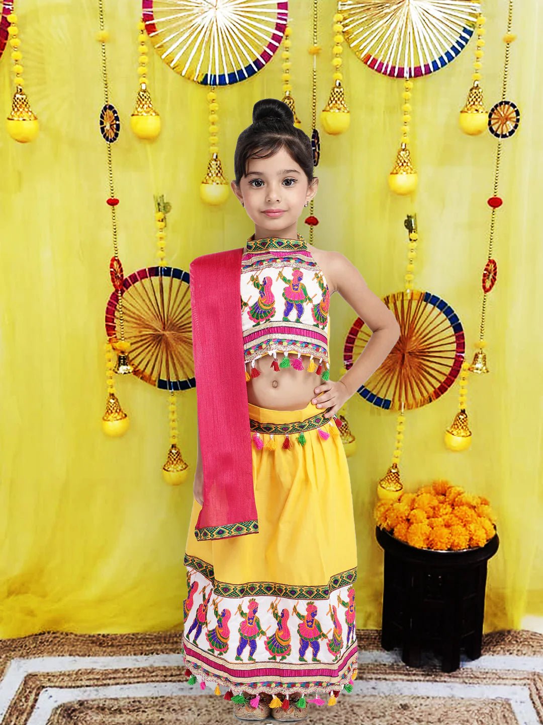 Fast Wear  Pure Cotton Embroidered Navratri Chaniya Choli & Dupatta set For Girls
