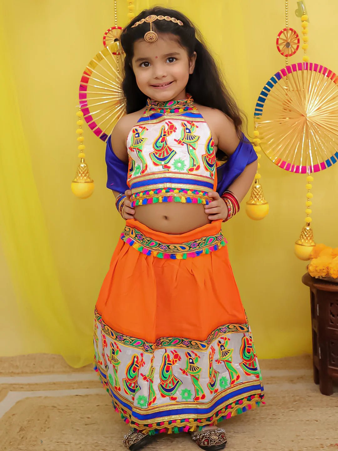 Fast Wear  Pure Cotton Embroidered Navratri Chaniya Choli & Dupatta set For Girls