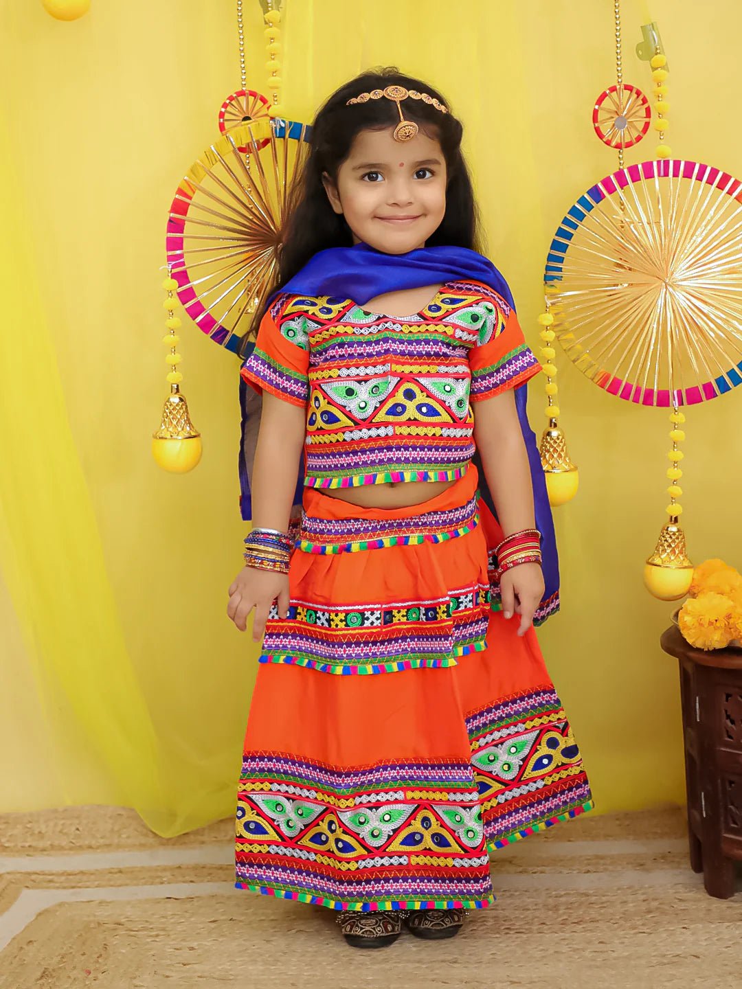 Fast Wear  Pure Cotton Embroidered Navratri Chaniya Choli & Dupatta set For Girls