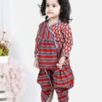 Fast Wear Front Open Pure Cotton Angrakha Top Dhoti for Girls