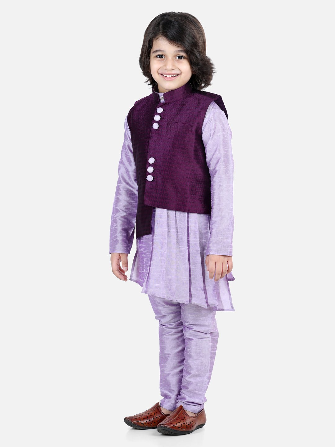 Fast Wear Assymetric Kurta Pajama with Jacquard Jacket