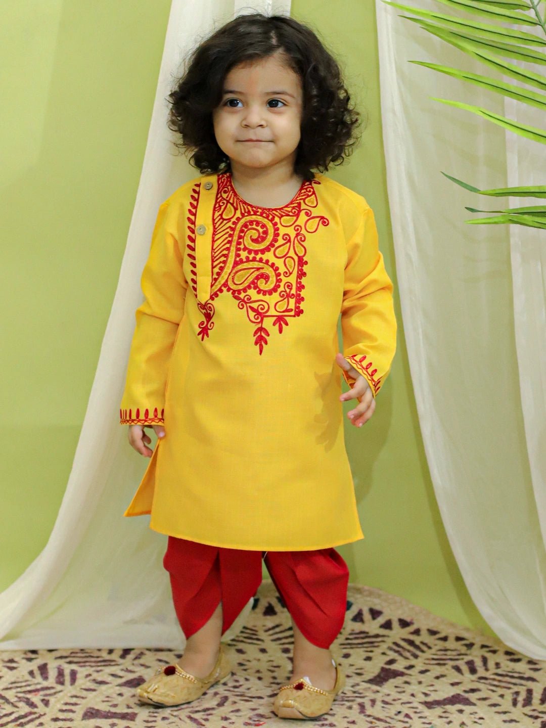 Fast Wear Embroidered Bangali Style Kurta with Dhoti for Boys