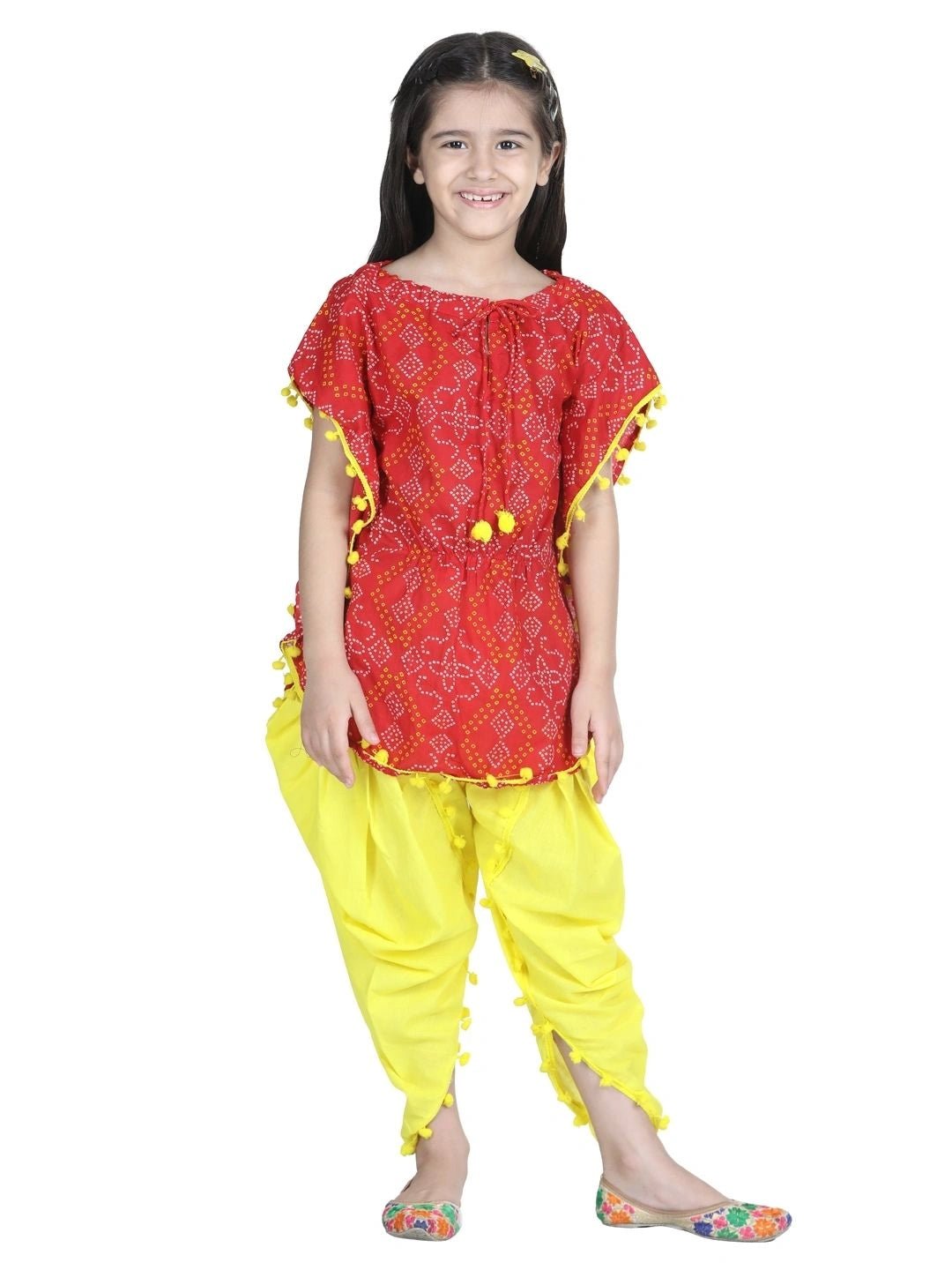 Fast Wear Pure Cotton Kaftan Dhoti Set for Girls