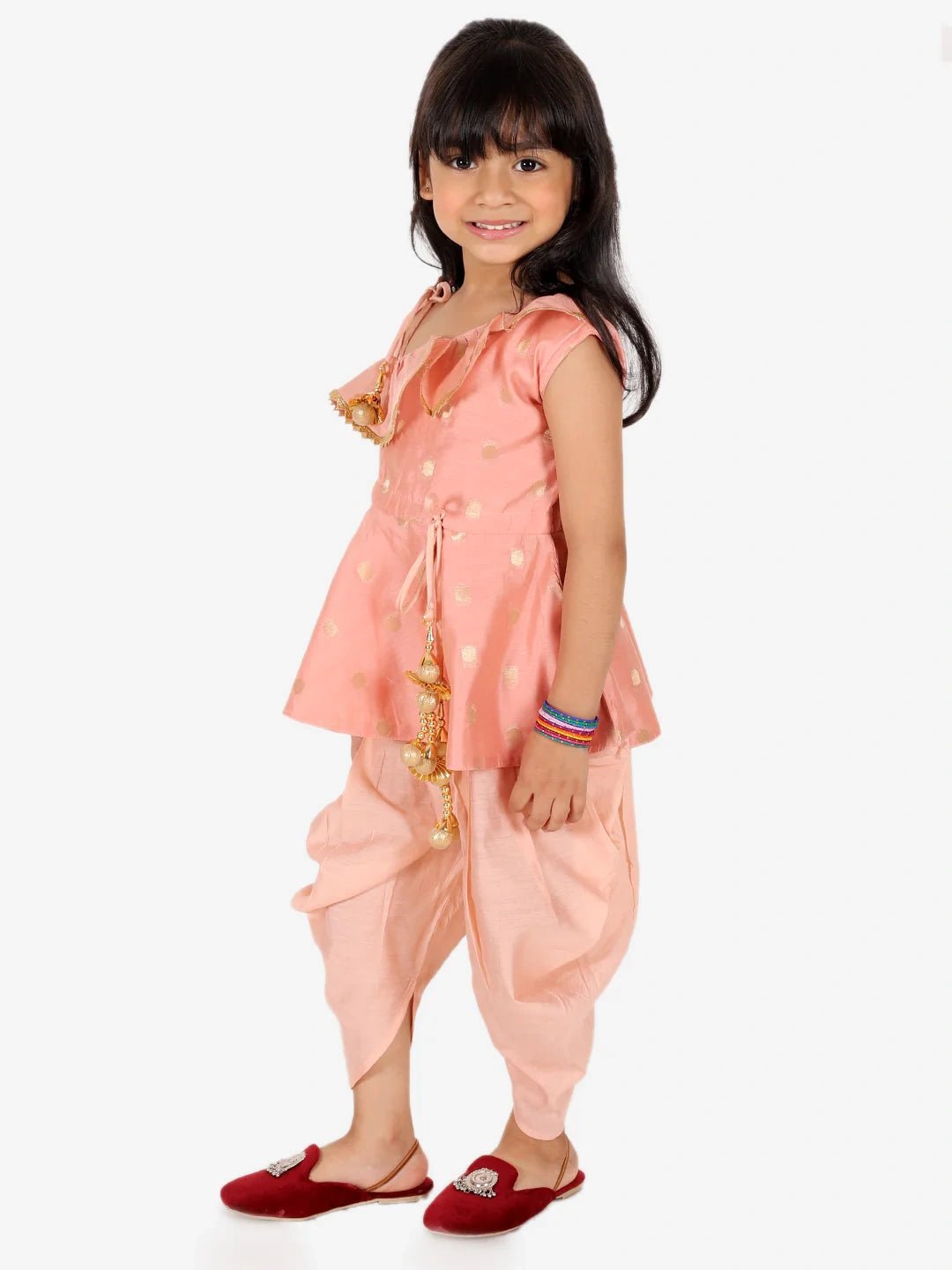 Fast Wear Chanderi Silk One Shoulder Peplum with Dhoti