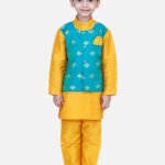 Fast Wear Attached Chiffon Jacket Full Sleeve Kurta Pajama For Boy
