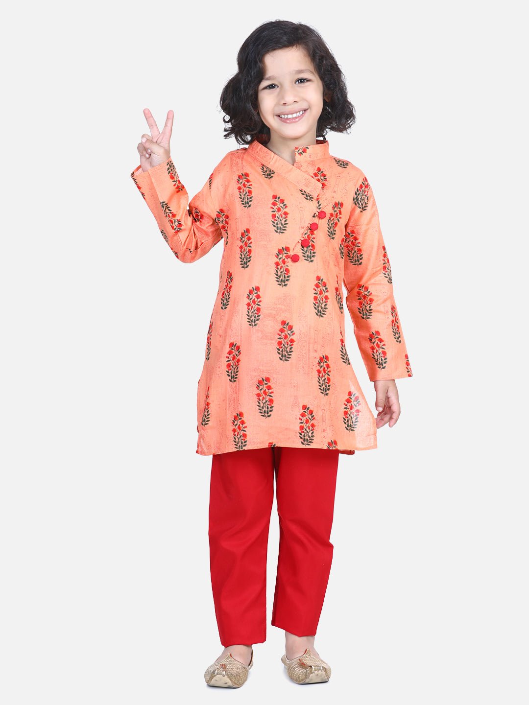 Fast Wear Floral Print Cotton Kurta Pajama For Boys