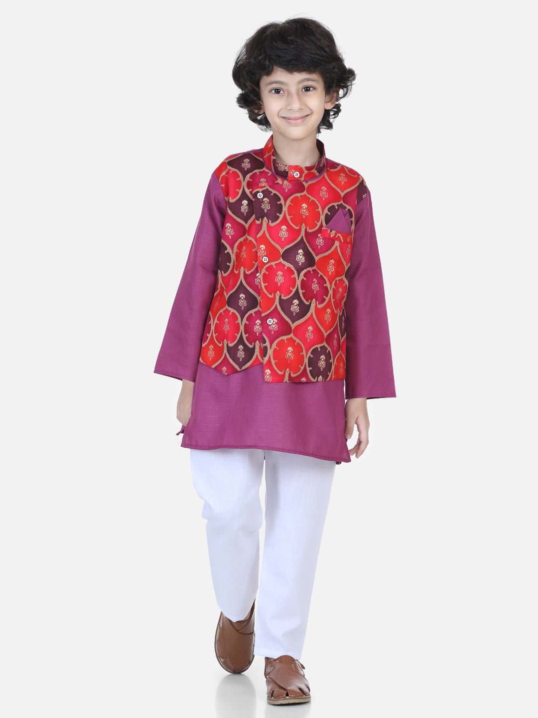 Fast Wear Attached Jacket Kurta Pajama for Boys