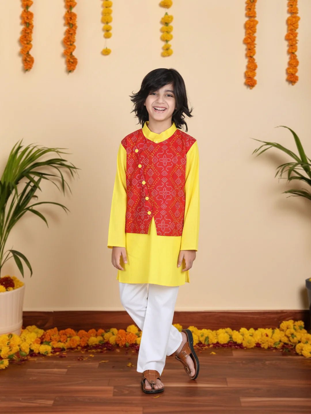 Fast Wear Attached Jacket Kurta Pajama for Boys