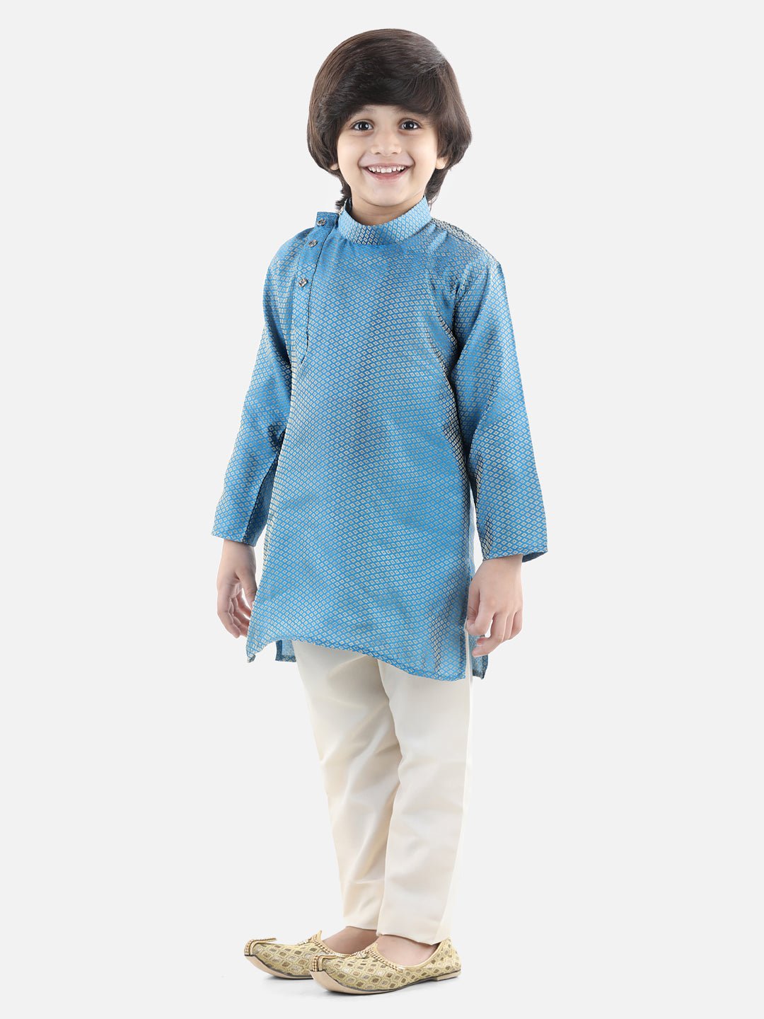Fast Wear Silk Blend Full Sleeve Jacquard Kurta Pajama For Boys