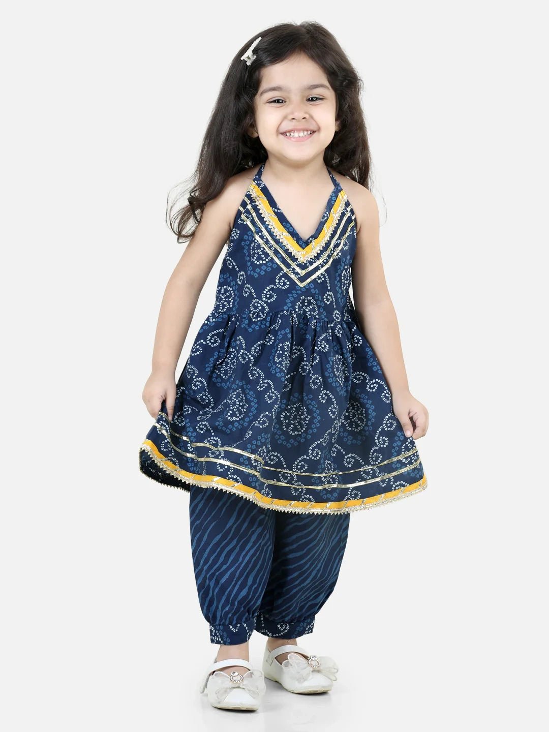 Fast Wear Halter Neck Pure Cotton Kurti with Harem for Girls