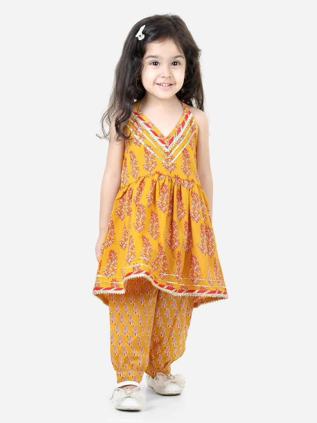 Fast Wear Halter Neck Pure Cotton Kurti with Harem for Girls