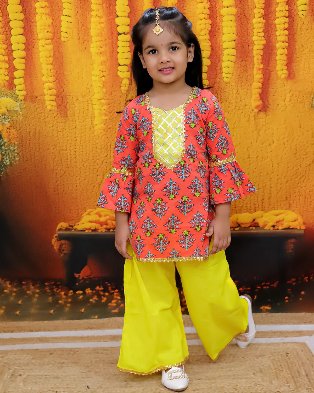 Fast Wear Hand Block Print Kurti Palazzo For Girls