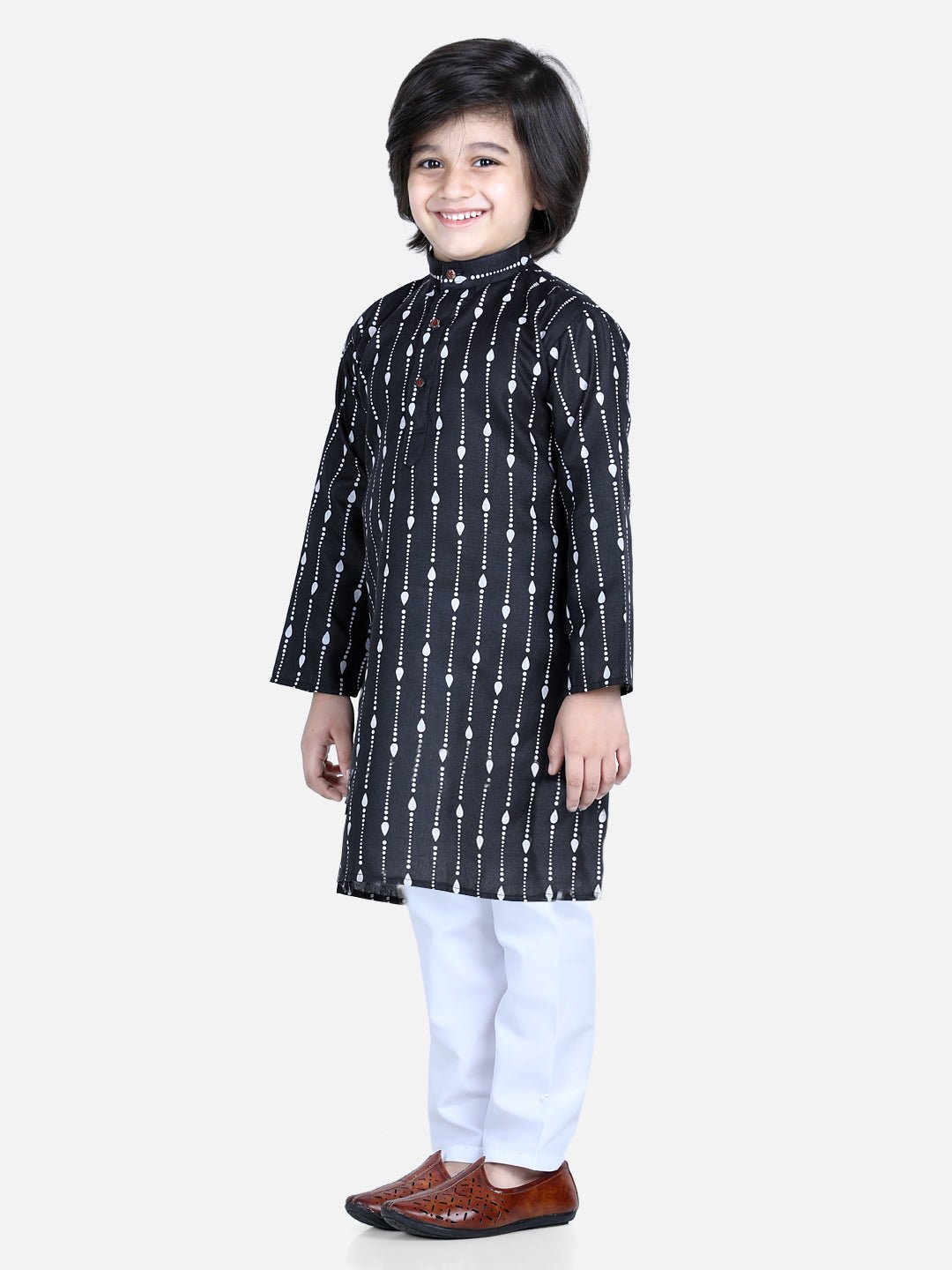 Fast Wear Printed Full Sleeve Cotton Kurta Pajama for Boys