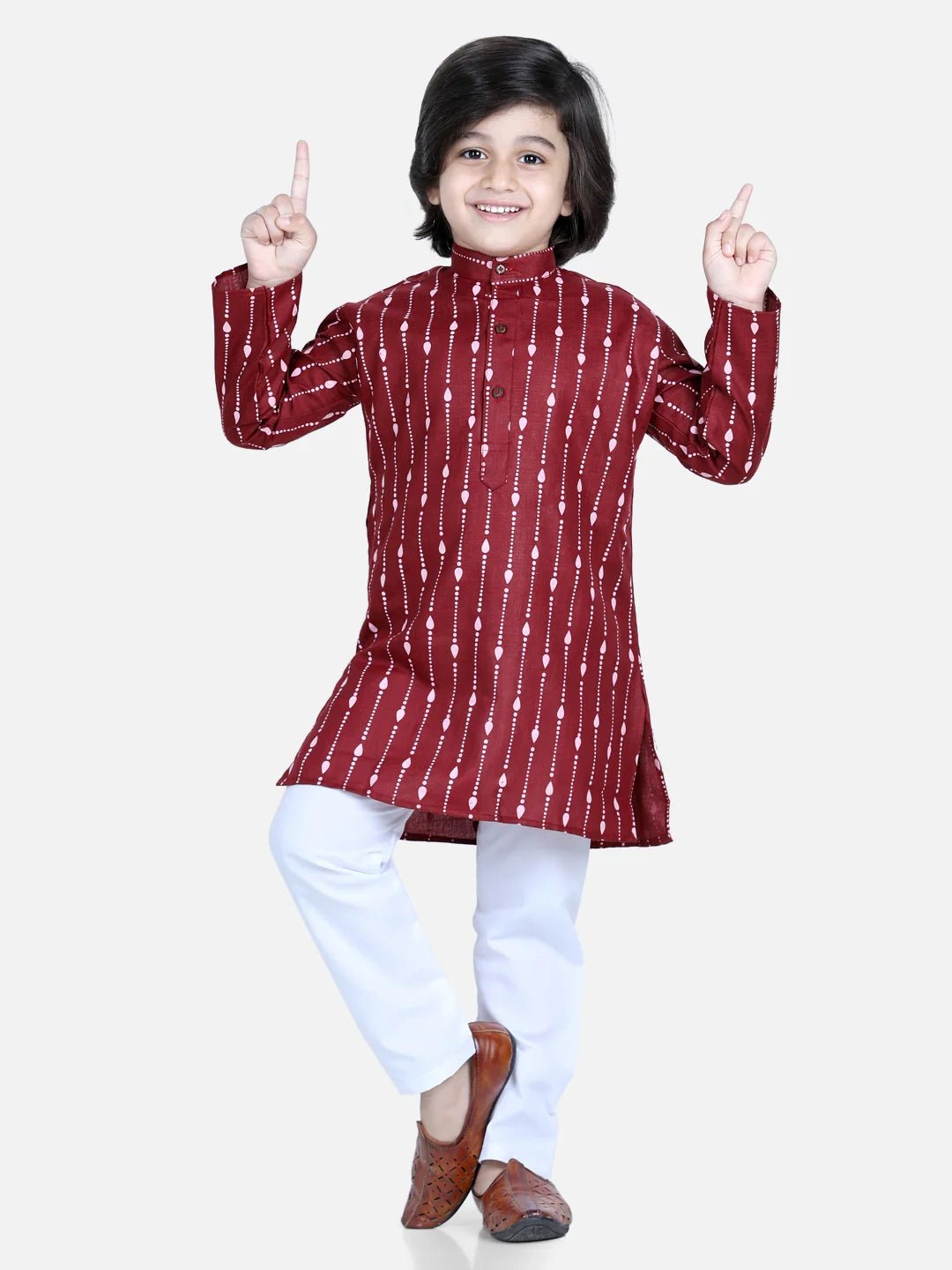 Fast Wear Printed Full Sleeve Cotton Kurta Pajama for Boys