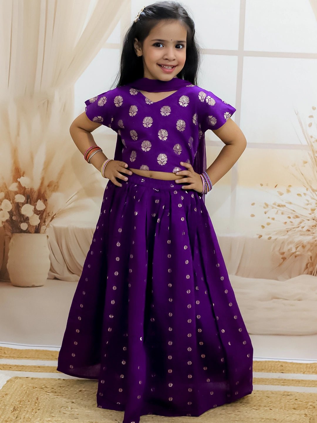 Fast Wear Pure Chanderi Choli with Lehenga & Dupatta for Girls