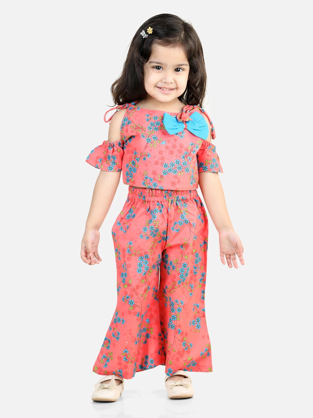 Fast Wear Off Shoulder Printed 100% Cotton Top with Palazzo