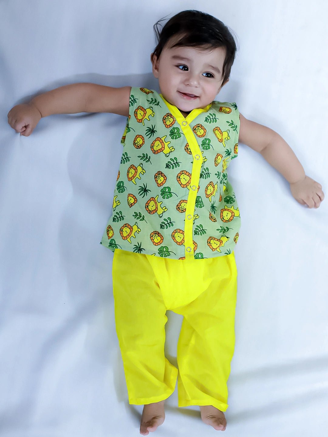 Fast Wear Pure Cotton Lion Print Kurta Pajama Set for Baby Boy