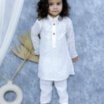 Fast Wear Chikan Full Sleeve Cotton Kurta with Pajama for Boys