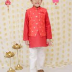 Fast Wear Jacquard Jacket with Full Sleeve Cotton Kurta Pajama for Boys