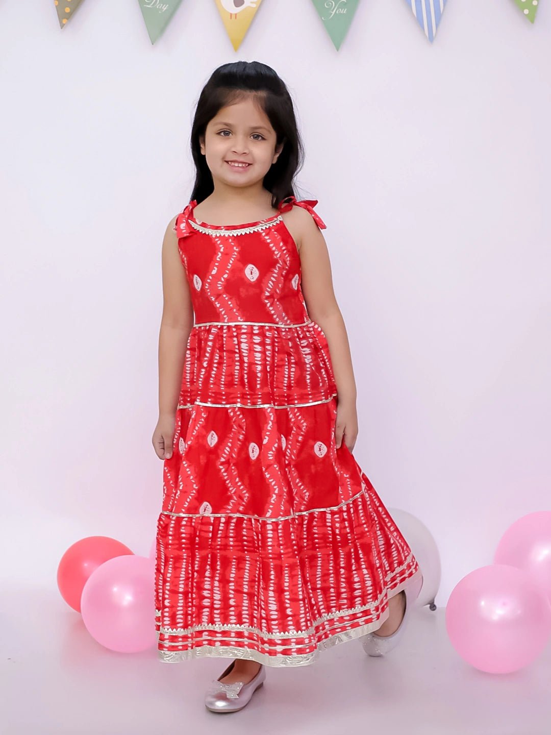 Fast Wear Ethnic Summer Sleeveless Tie & Dye Dress For Girls