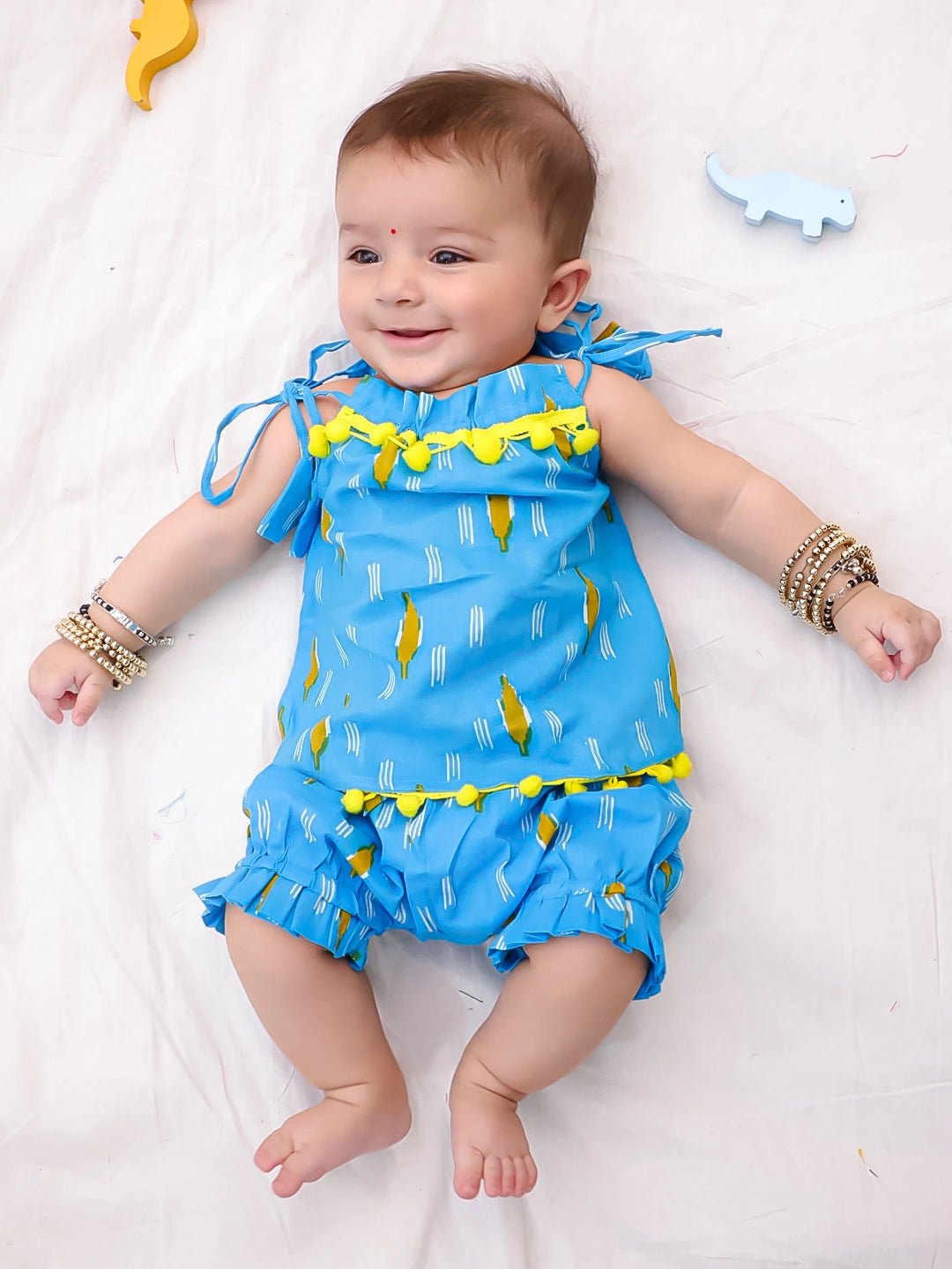 Fast Wear Infants Pure Cotton Printed Sleeves Jhabla Set for Girls | Soft & Comfortable Baby Wear
