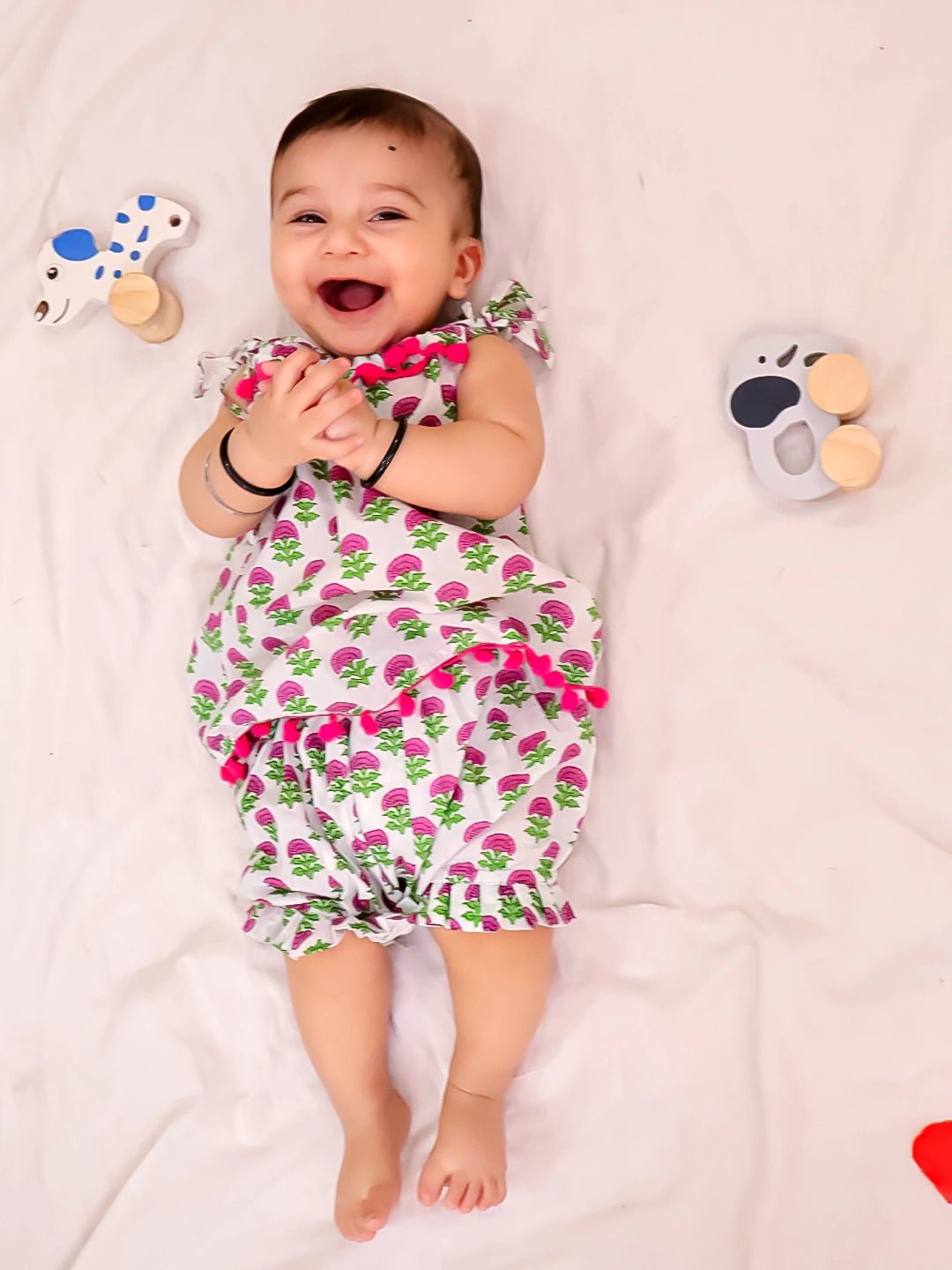 Fast Wear Infants Pure Cotton Printed Sleeves Jhabla Set for Girls | Soft & Comfortable Baby Wear