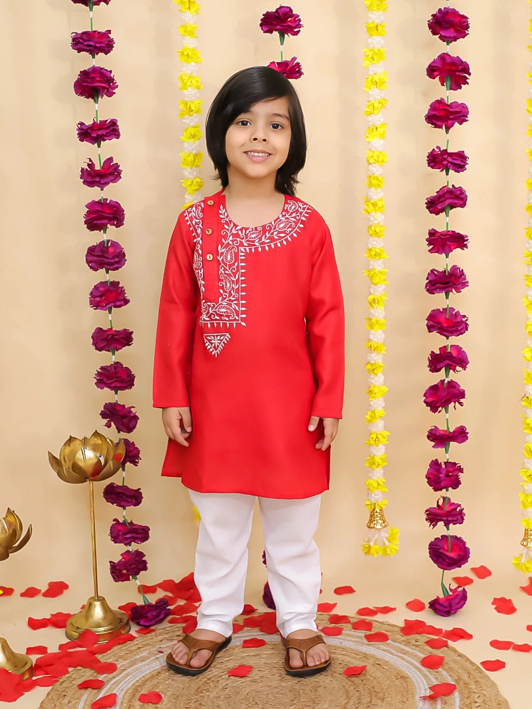 Fast Wear Embroidered Bengali Style Kurta with pajama for Boys