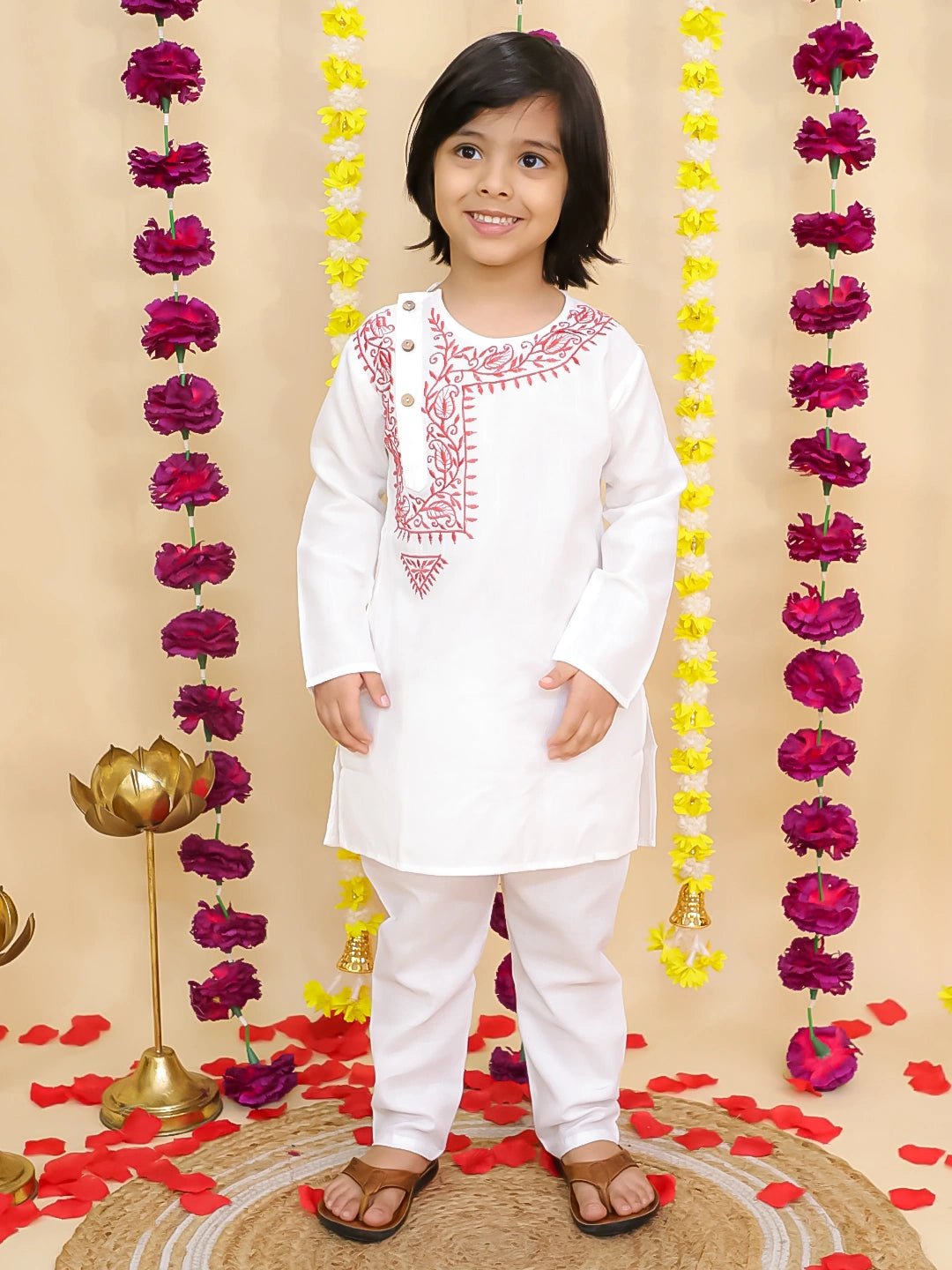 Fast Wear Embroidered Bengali Style Kurta with pajama for Boys
