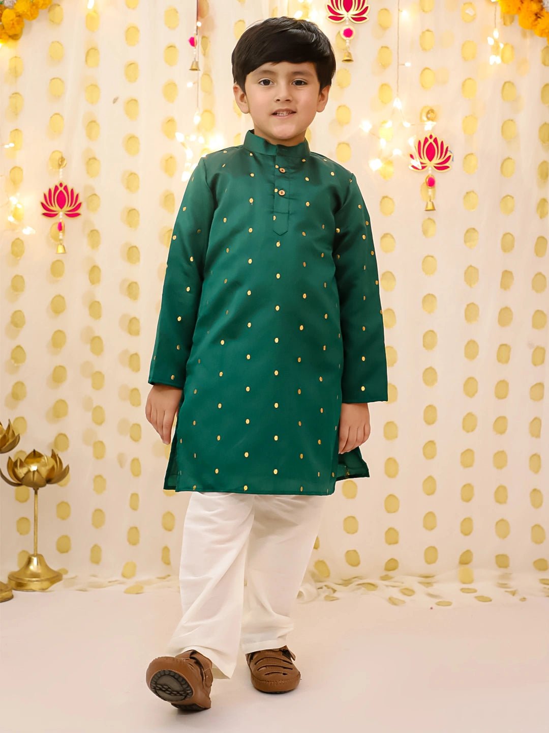 Fast Wear Festive FullSleeves Silk Kurta Pajama Set For Boys