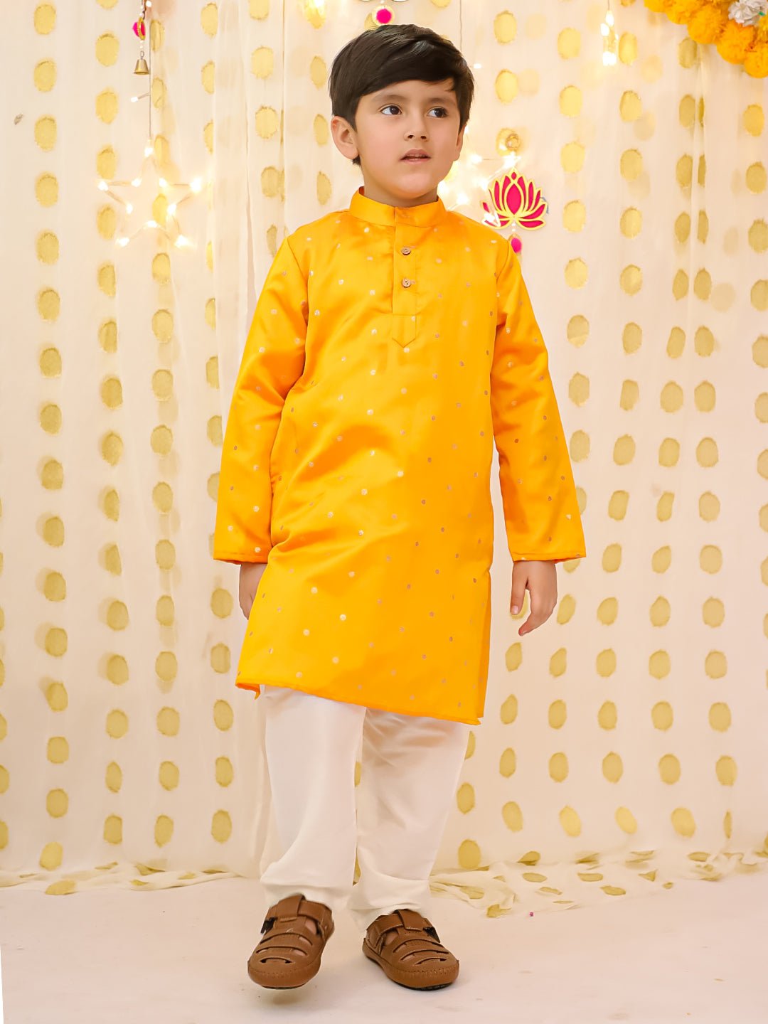 Fast Wear Festive FullSleeves Silk Kurta Pajama Set For Boys
