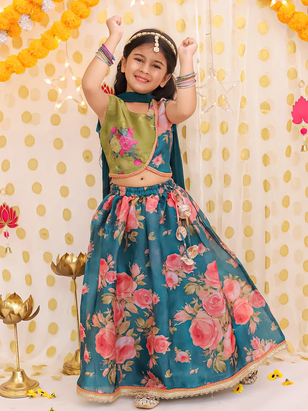 Fast Wear Sleeveless Jacket Style Lehenga Choli With Dupatta Set For Girls