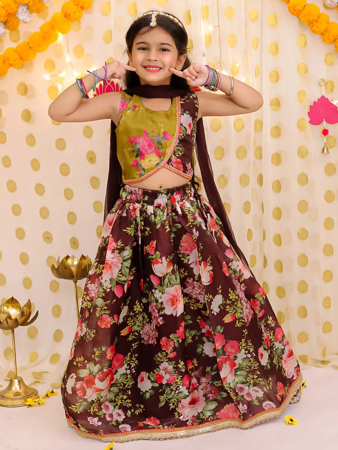 Fast Wear Sleeveless Jacket Style Lehenga Choli With Dupatta Set For Girls