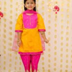 Fast Wear Festive Elbow sleeves Silk Suit With Dupatta Set For Girls