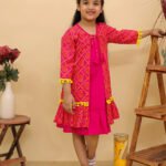 Fast Wear Pure Cotton Dresses With Long Shrug For Girls